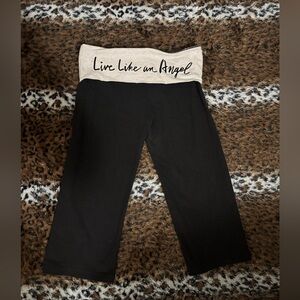 Victoria's Secret Black Capris with Gray Waistband "Live Like an Angel"